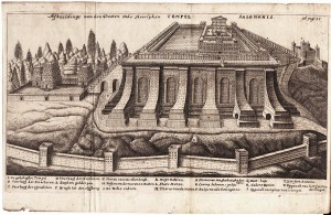 Etching of model of Solomon's Temple created in 1600s by Rabbi Jacob Jehudah Leon