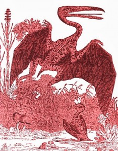 Pterosaur, red engraving
