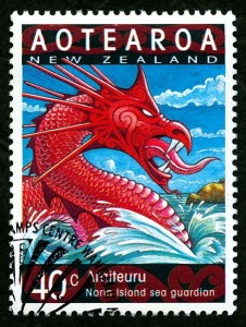 A Taniwha depicted on a New Zealand postage stamp