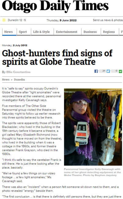 Ghost-hunters find signs of spirits at Globe Theatre
